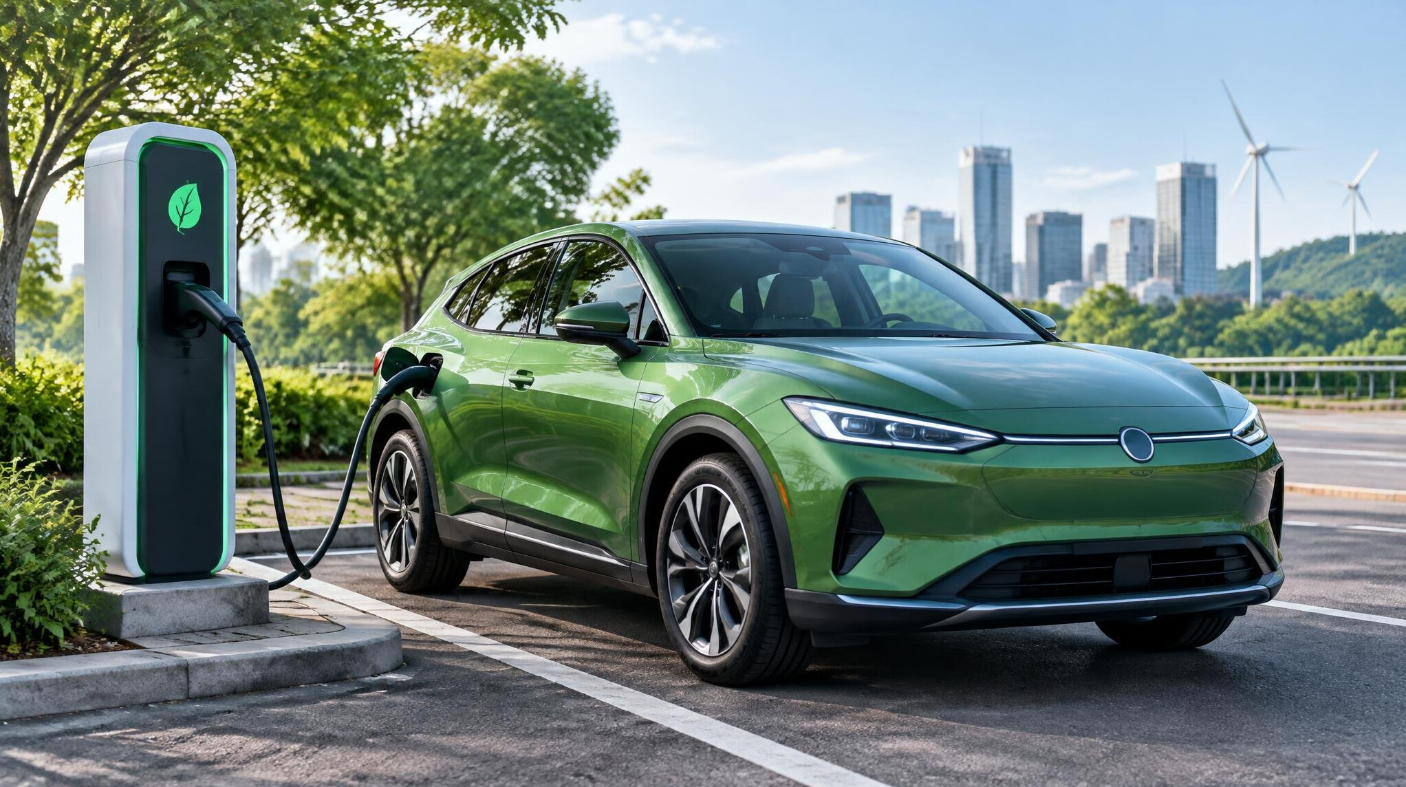 electric car on road