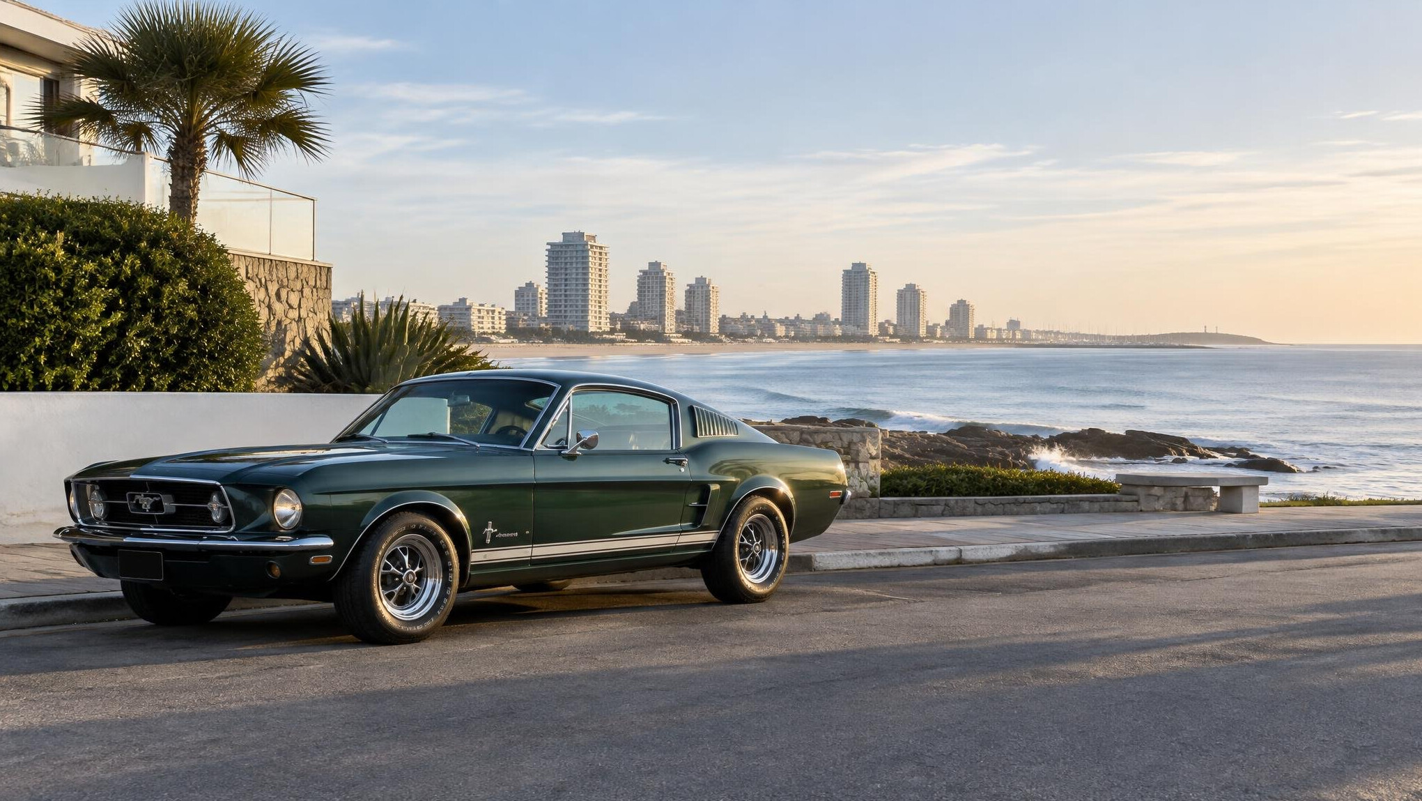 American muscle car in a quiet street