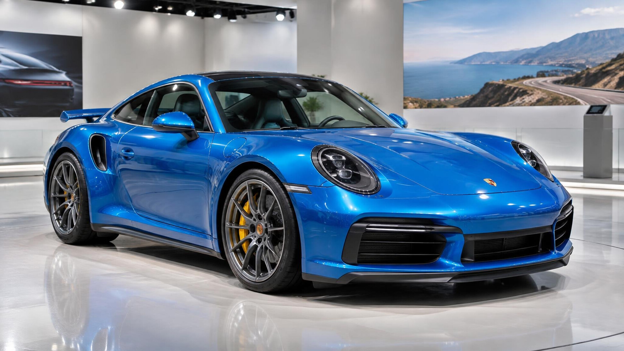 Sports car at an exhibition hall