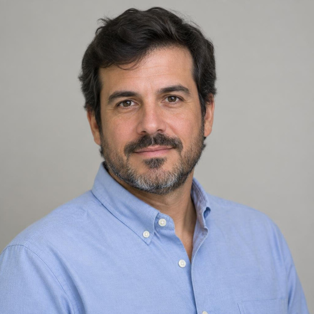 Portrait of a Hispanic man historian with short beard