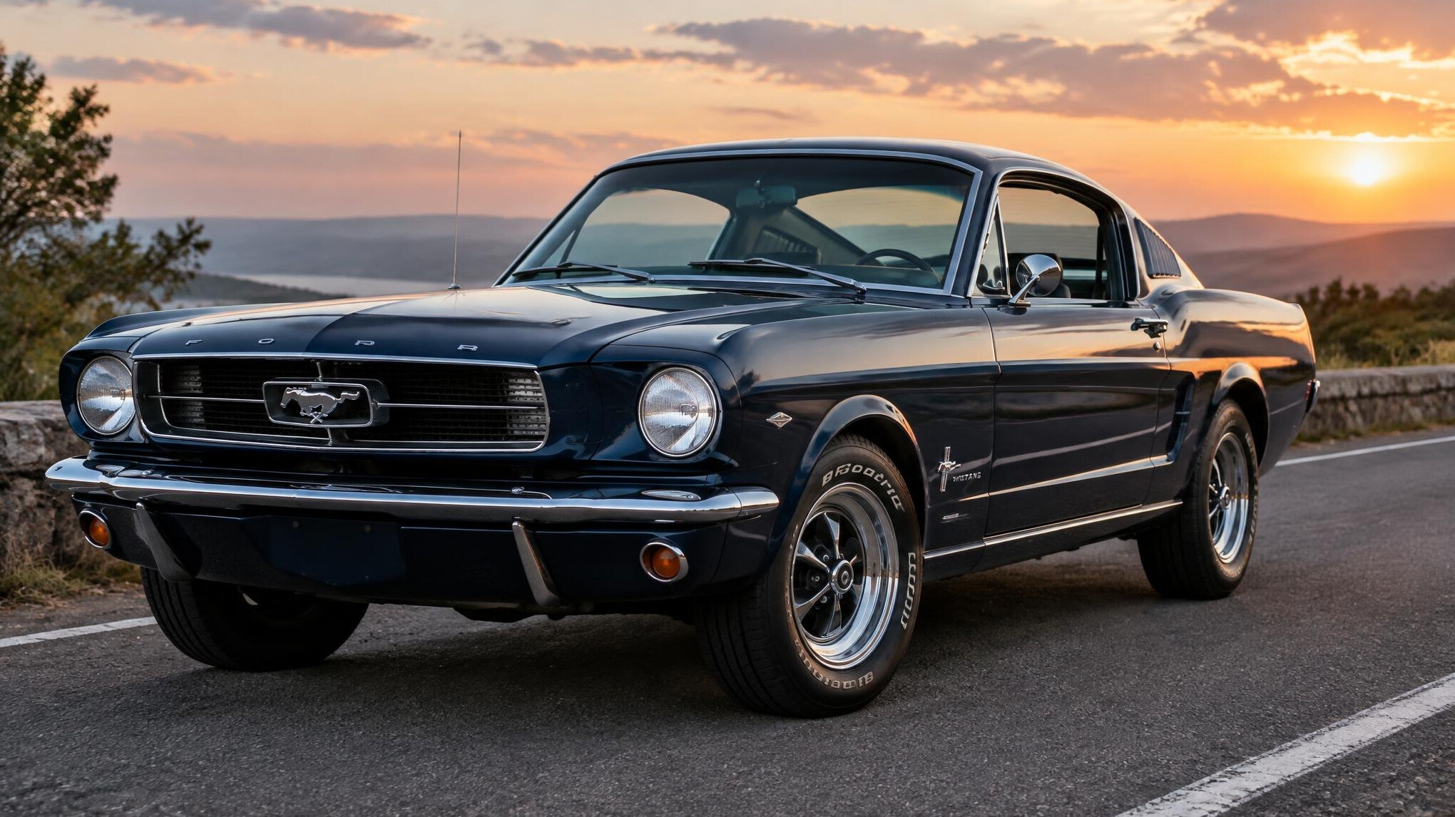 classic mustang on road