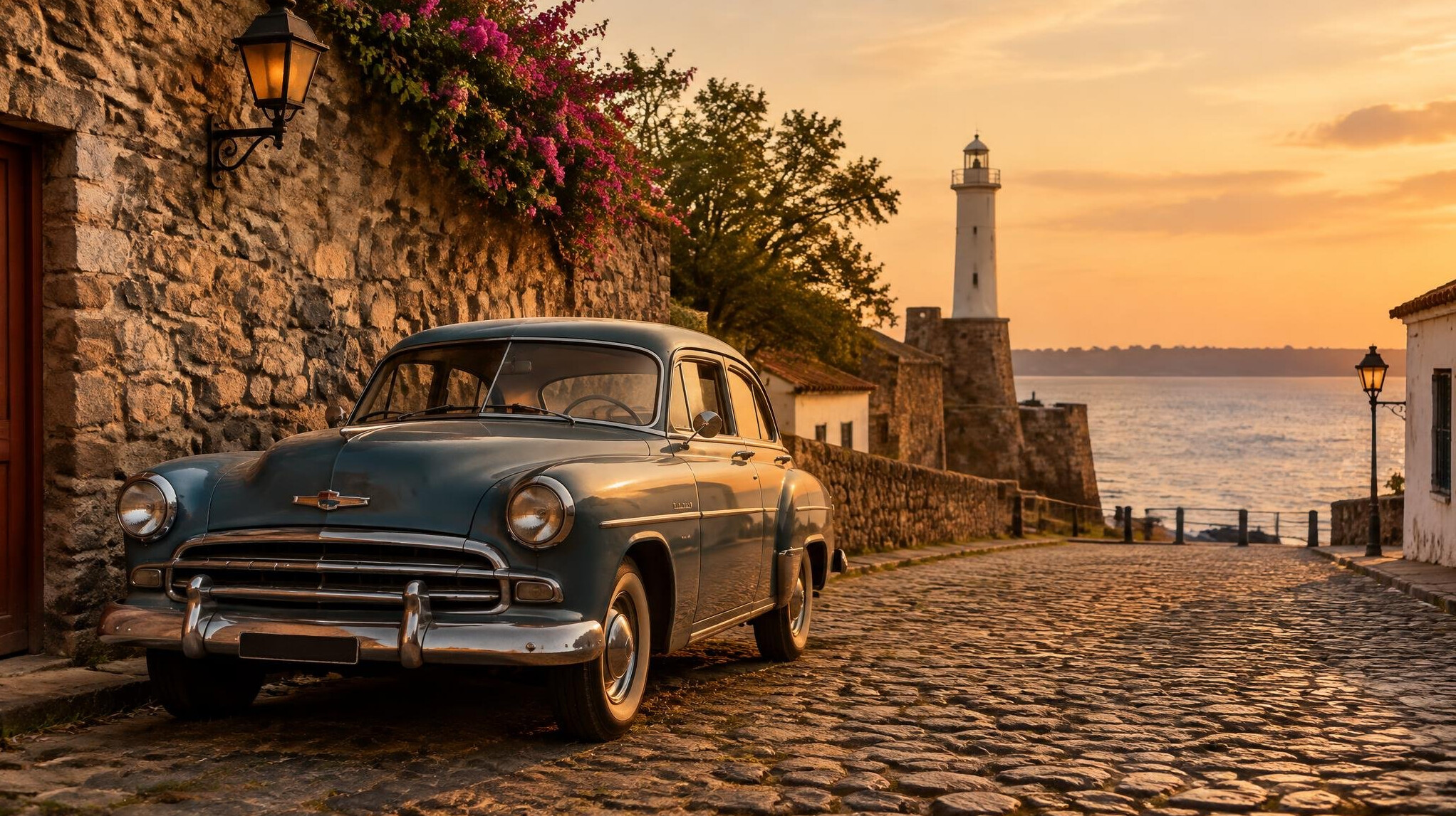 Vintage car with warm retro tones